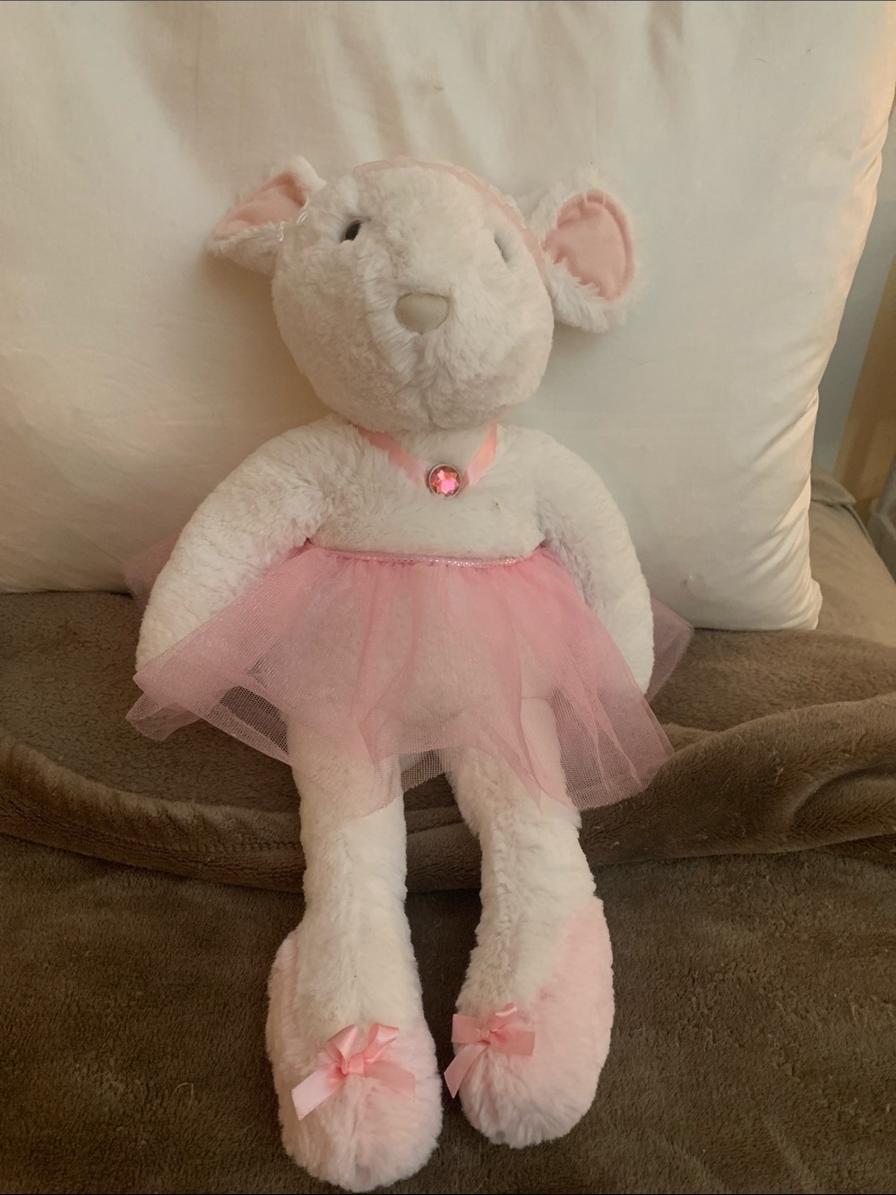 Douglas Angelina Ballerina Plush Mouse Doll in White and Pink
